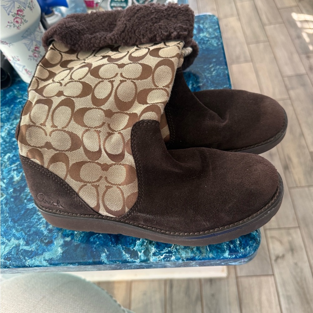 Coach Brown Patterned Ankle Boots - image 3